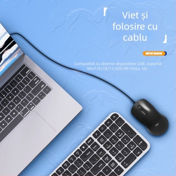 Mouse USB cu fir Q21-4D pentru desktop, 1600dpi, 4 taste, design ergonomic