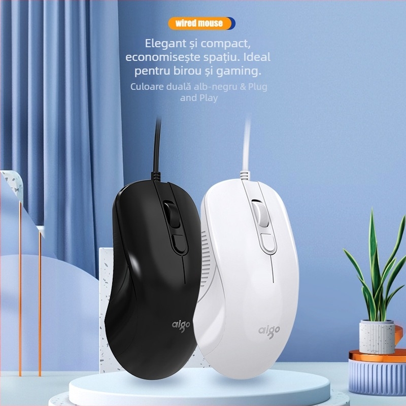 Mouse USB cu fir Q21-4D pentru desktop, 1600dpi, 4 taste, design ergonomic