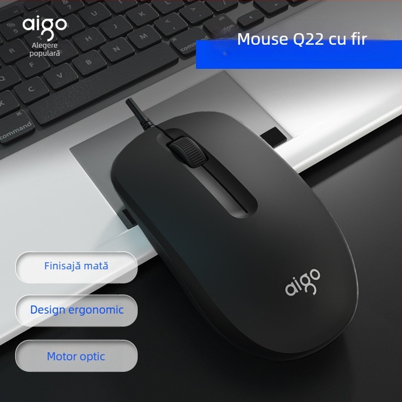 Mouse USB cu fir Q21-4D pentru desktop, 1600dpi, 4 taste, design ergonomic