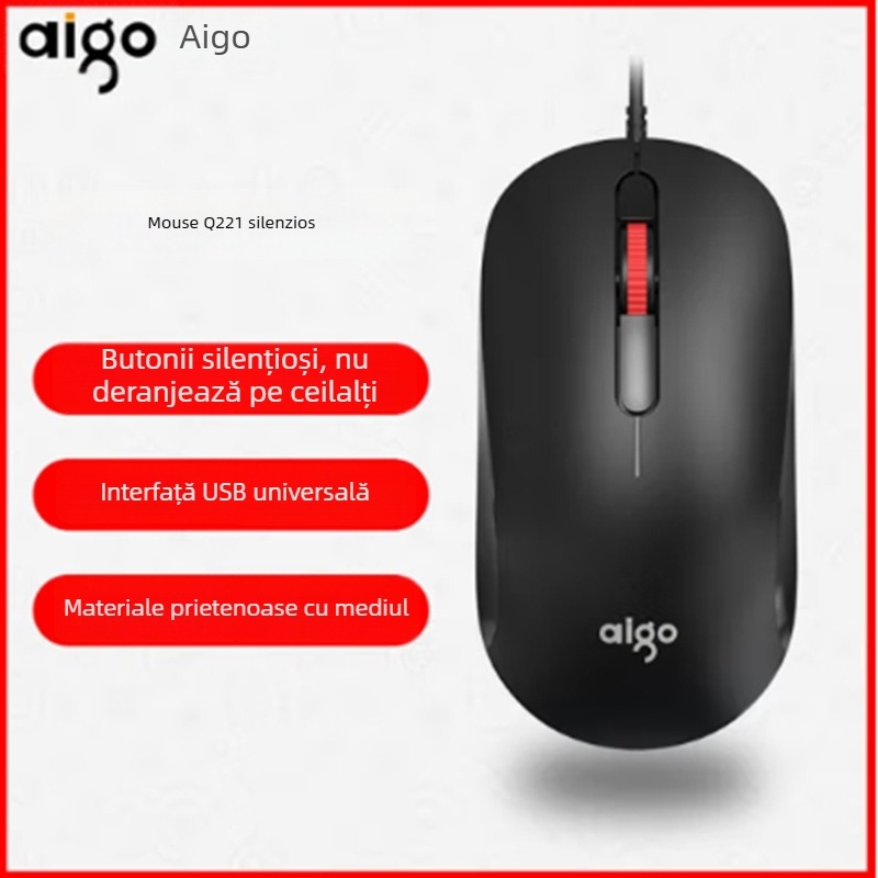 Mouse USB cu fir Q21-4D pentru desktop, 1600dpi, 4 taste, design ergonomic