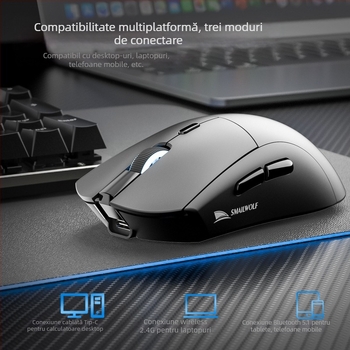 Smailwolf RS7 mouse de gaming wireless, trei moduri, 10000 DPI, 6 butoane, USB, 2.4G + Bluetooth