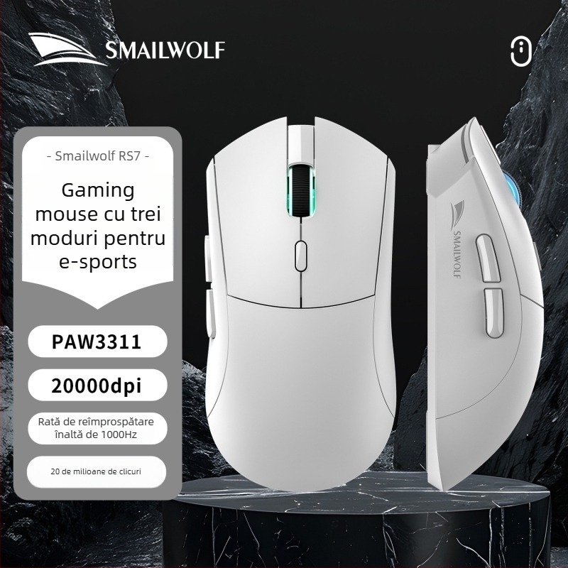 Smailwolf RS7 mouse de gaming wireless, trei moduri, 10000 DPI, 6 butoane, USB, 2.4G + Bluetooth