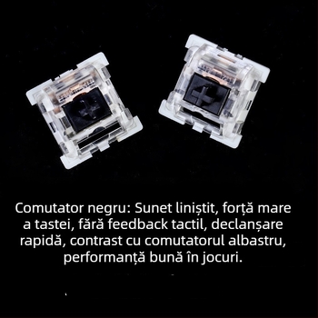 Tastatură mecanică cu ax verde, conectare prin cablu, material POM, fără iluminare