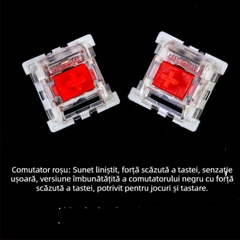 Tastatură mecanică cu ax verde, conectare prin cablu, material POM, fără iluminare