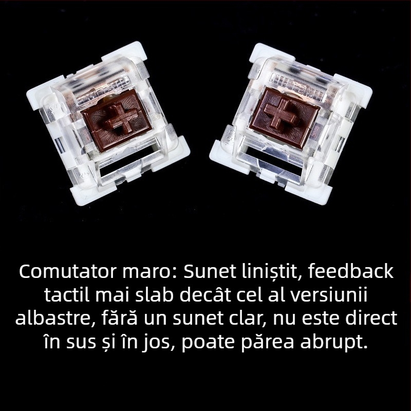 Tastatură mecanică cu ax verde, conectare prin cablu, material POM, fără iluminare