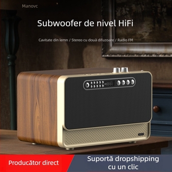 Boxă Bluetooth wireless cu carcasă din lemn, baterie încorporată (Bluetooth 5.0; 30W; 100 Hz–20 kHz; SNR ≥70 dB; 2000–4000 mAh)