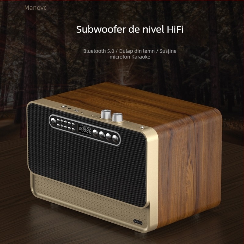 Boxă Bluetooth wireless cu carcasă din lemn, baterie încorporată (Bluetooth 5.0; 30W; 100 Hz–20 kHz; SNR ≥70 dB; 2000–4000 mAh)