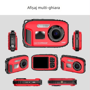 AMKOV WD01 Cameră digitală sport impermeabilă IP68 până la 5 m, 24MP CMOS, obiectiv periscop, USB 2.0, stocare cu card SD
