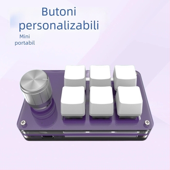 Keypad personalizat cu 6 taste pentru jocuri și scurtături de design; corp acrilic, switch-uri mecanice cu ax verde, interfață USB, suport pentru personalizare, copiere și lipire cu un singur buton