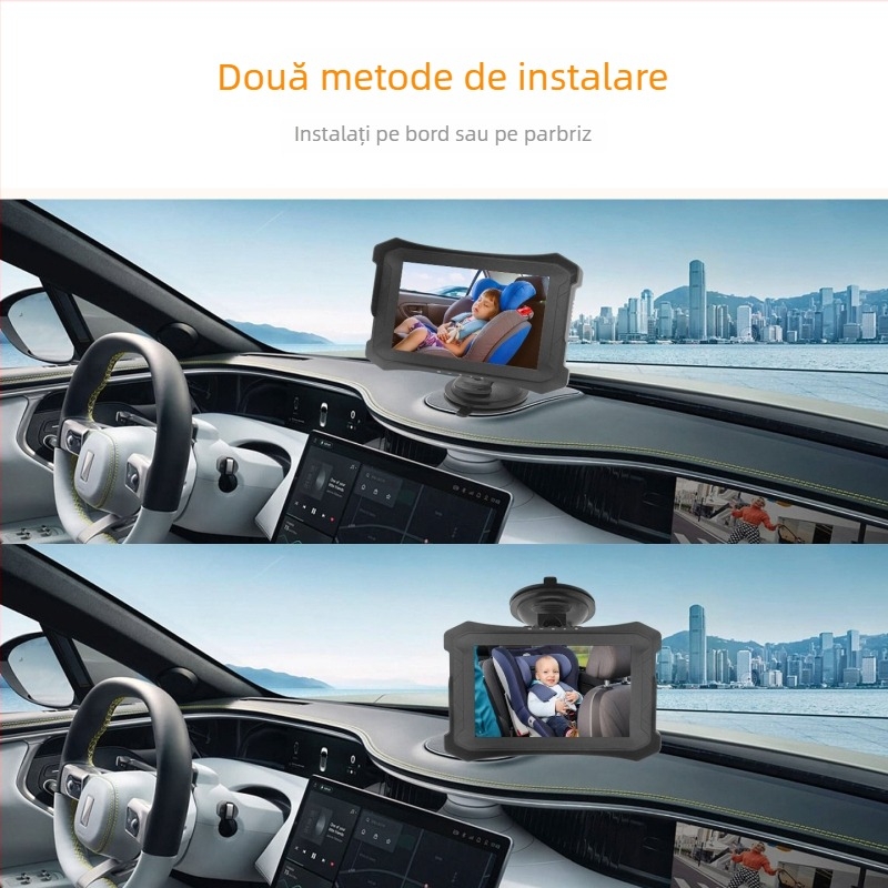 Monitor de bebeluși pentru mașină, Cameră auto, Înregistrare video 1080P, Monitor auto cu un singur canal