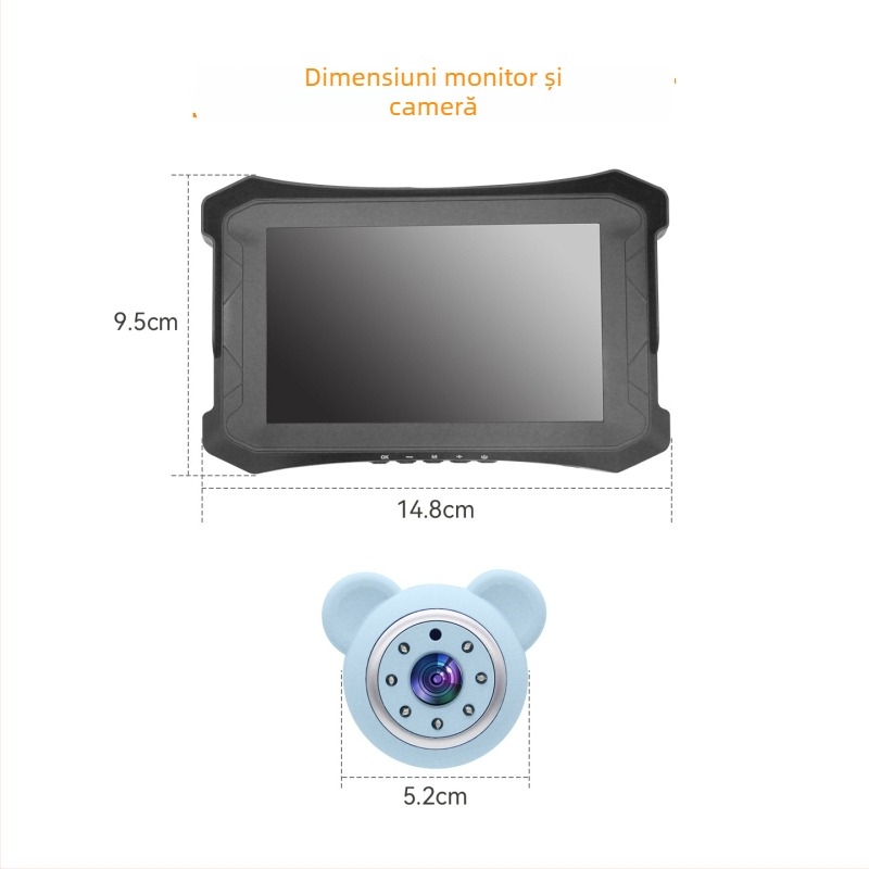 Monitor de bebeluși pentru mașină, Cameră auto, Înregistrare video 1080P, Monitor auto cu un singur canal