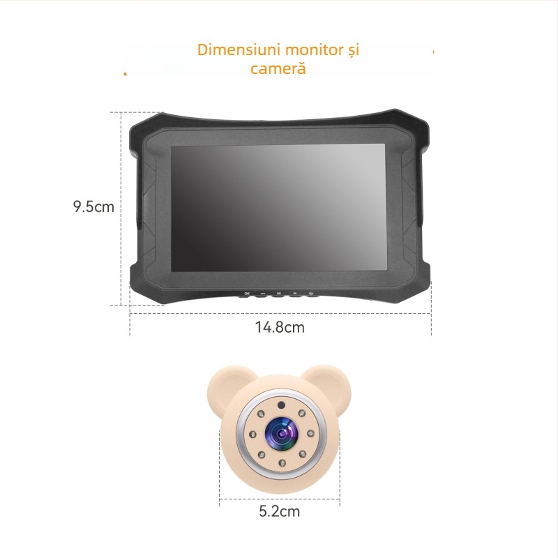 Monitor de bebeluși pentru mașină, Cameră auto, Înregistrare video 1080P, Monitor auto cu un singur canal