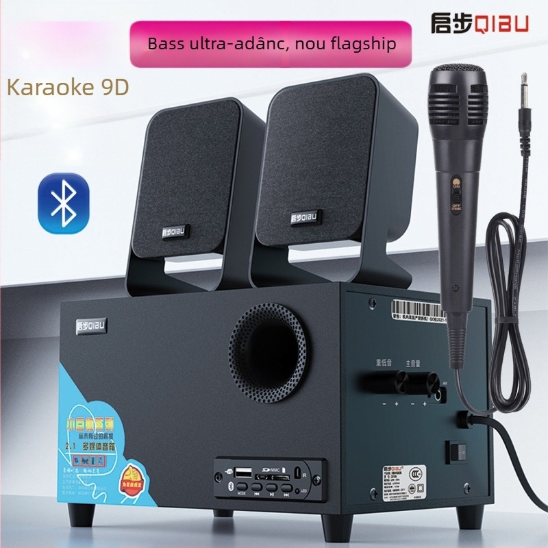 Sistem de boxe desktop 2.1 activ cu Bluetooth, USB și AUX în carcasă din lemn