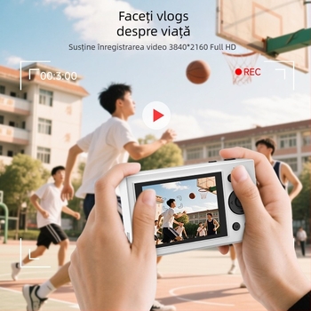 Cameră CCD 64MP cu zoom optic 16x, înregistrare 4K, rezoluție 7360×4912, ecran LCD de 2,8 inchi