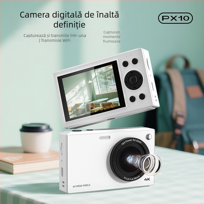 Cameră CCD 64MP cu zoom optic 16x, înregistrare 4K, rezoluție 7360×4912, ecran LCD de 2,8 inchi