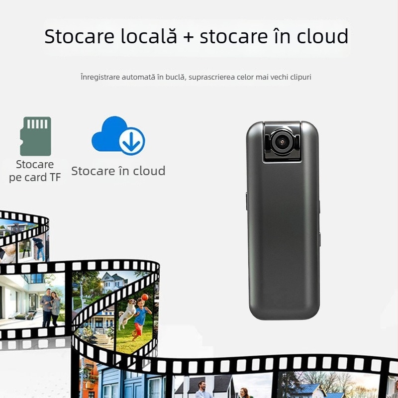 Cameră wireless cu clips pentru corp (vădere nocturnă infraroșu, înregistrare 1080p pentru casă, senzor 2MP, baterie 1500mAh, stocare SD)