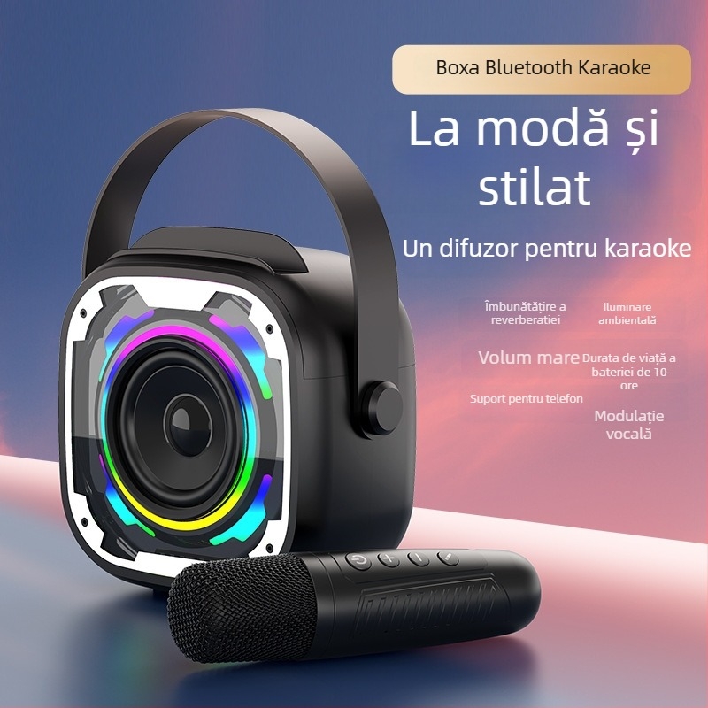 V11 difuzor Bluetooth mini cu microfon – sistem karaoke all-in-one, portabil pentru birou, subwoofer