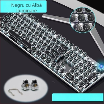 Tastatură mecanică cu peste 98 de taste, conectare cablu, tip axă, corp din aliaj de aluminiu