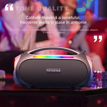 Difuzor Bluetooth portabil de exterior, 60W, Bluetooth 5.0, IPX6 rezistent la apă, baterie încorporată 4000-6000 mAh și răspuns în frecvență 40 Hz-20 kHz