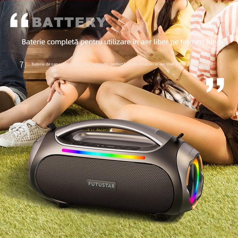 Difuzor Bluetooth portabil de exterior, 60W, Bluetooth 5.0, IPX6 rezistent la apă, baterie încorporată 4000-6000 mAh și răspuns în frecvență 40 Hz-20 kHz