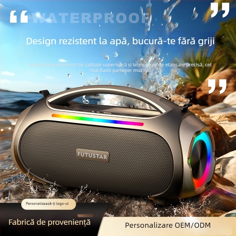 Difuzor Bluetooth portabil de exterior, 60W, Bluetooth 5.0, IPX6 rezistent la apă, baterie încorporată 4000-6000 mAh și răspuns în frecvență 40 Hz-20 kHz