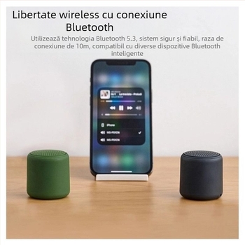 Boxă inteligentă Bluetooth cu subwoofer wireless, IPX7 rezistentă, răspuns în frecvență 100 Hz–20 kHz, SNR ≥70 dB, alimentare Type-C