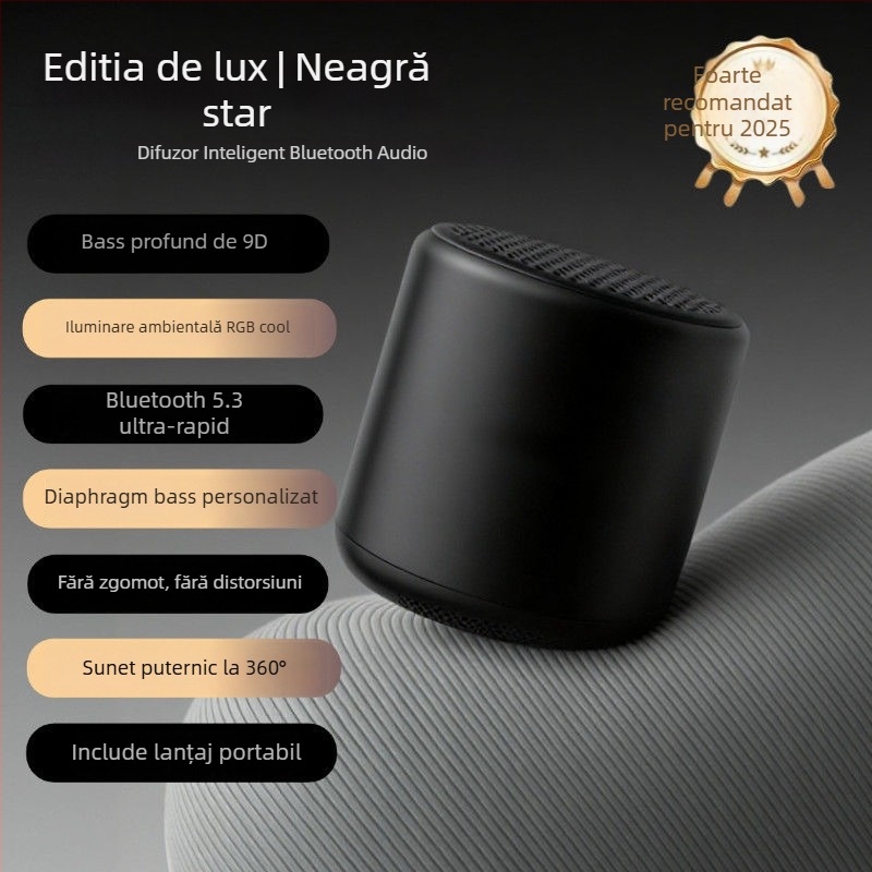 Boxă inteligentă Bluetooth cu subwoofer wireless, IPX7 rezistentă, răspuns în frecvență 100 Hz–20 kHz, SNR ≥70 dB, alimentare Type-C