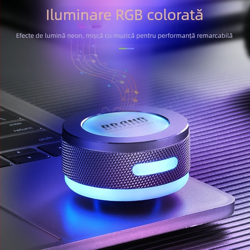 TM002 Difuzor Bluetooth cu conductie osoasă, portabil, subwoofer mini, carcasă metalică; Bluetooth 5.3, răspuns în frecvență 100 Hz–20 kHz, SNR ≥75 dB, 3 W, IPX6 rezistent la apă