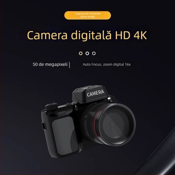 Cameră digitală mini CCD cu design retro – 50MP, zoom optic 16x, stabilizare optică, stocare MicroSD