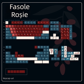 Capace pentru taste Xvx Soft Jade Red Bean – gravate cu finisaj mat translucid, set de 135 taste pentru tastaturi mecanice cu ax magnetic, iluminare RGB, compatibil cu 60-108 taste