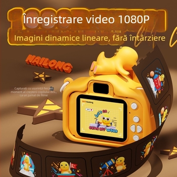 Aparat foto digital pentru copii X-5, 1–5 MP, ecran LCD 2.0, stocare pe card TF, corp din silicon, autonomie baterie 1–3 ore