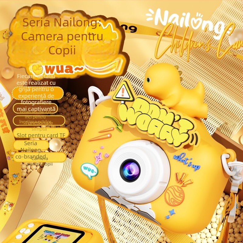 Aparat foto digital pentru copii X-5, 1–5 MP, ecran LCD 2.0, stocare pe card TF, corp din silicon, autonomie baterie 1–3 ore