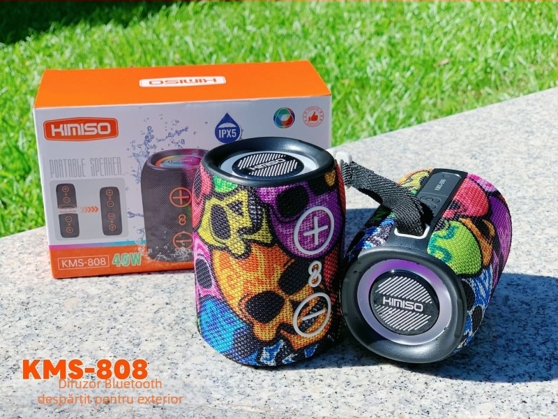 Difuzor Bluetooth cilindric portabil cu două unități, 20W, IPX5, Bluetooth 5.3, rază de acțiune până la 10 m, alimentare USB, baterie încorporată de 300–500 mAh