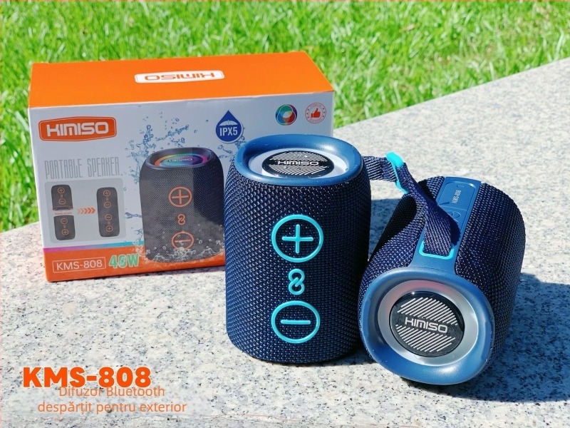 Difuzor Bluetooth cilindric portabil cu două unități, 20W, IPX5, Bluetooth 5.3, rază de acțiune până la 10 m, alimentare USB, baterie încorporată de 300–500 mAh