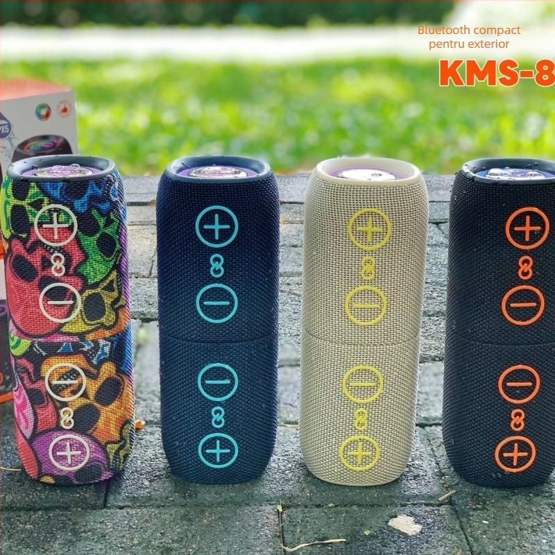 Difuzor Bluetooth cilindric portabil cu două unități, 20W, IPX5, Bluetooth 5.3, rază de acțiune până la 10 m, alimentare USB, baterie încorporată de 300–500 mAh