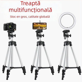 Tripod din aliaj de aluminiu 3110 cu PTZ tridimensional pentru telefon mobil, aparat foto digital și proiector - 4 secțiuni, capacitate de încărcare 3 kg