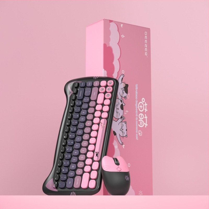 Set tastatură și mausă fără fir, 87 taste, compact pentru birou