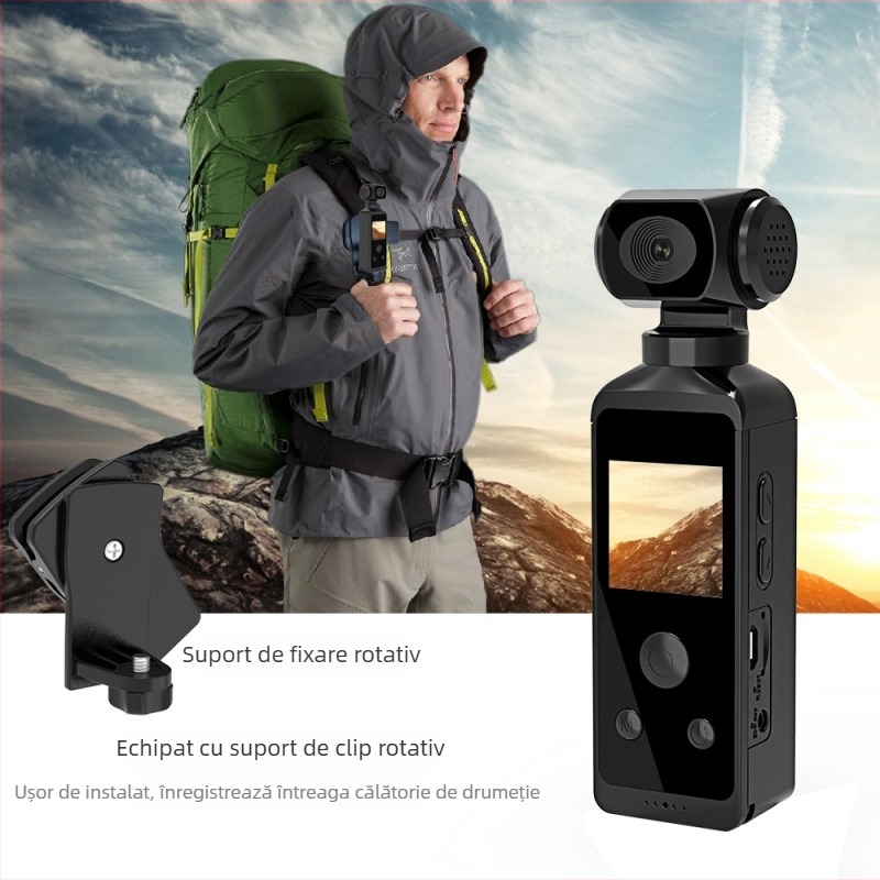 Cameră portabilă 4K rezistentă la apă, stabilizare electronică, obiectiv rotativ la 270°, ecran LCD 1.3-inch, zoom digital 4x, senzor CMOS