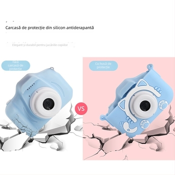 Camera pentru copii cu temă pisică, mini cameră, model ECM-SJ0000D-G2, LCD 2.0, stocare card TF, senzor ≤1 MP, autonomie baterie 1–3 ore