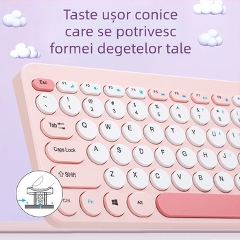 Set wireless tastatură și mouse HK-09, 78 de taste mini compact, USB tastatură și USB mouse, 1600dpi