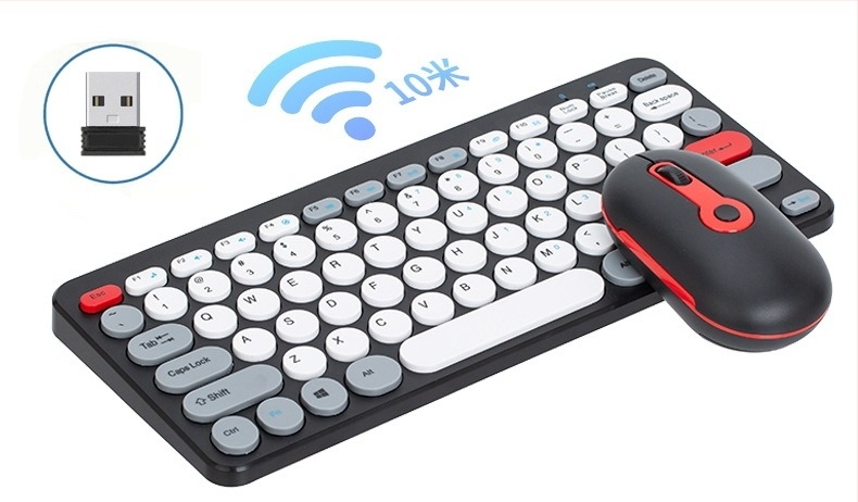 Set wireless tastatură și mouse HK-09, 78 de taste mini compact, USB tastatură și USB mouse, 1600dpi