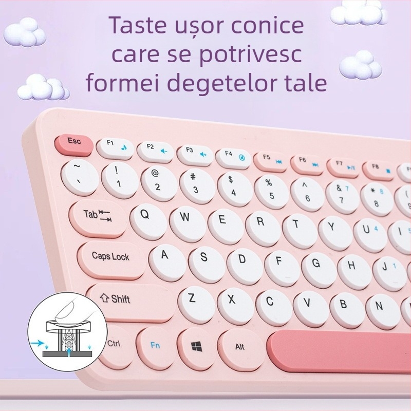 Set wireless tastatură și mouse HK-09, 78 de taste mini compact, USB tastatură și USB mouse, 1600dpi