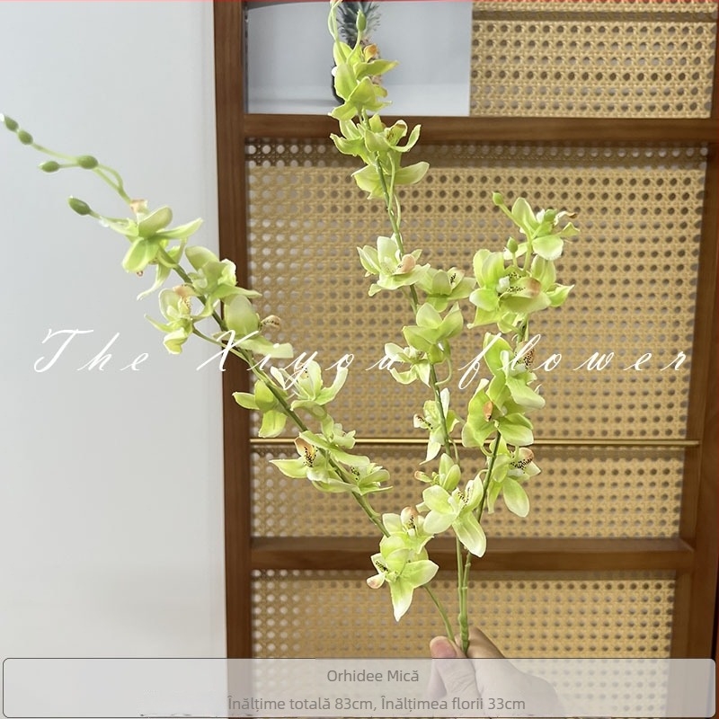 Orhidee cu trei brațe, un singur tulpină – decor de tavan, floare de mătase, pentru nunți, decor de casă și recuzită fotografică