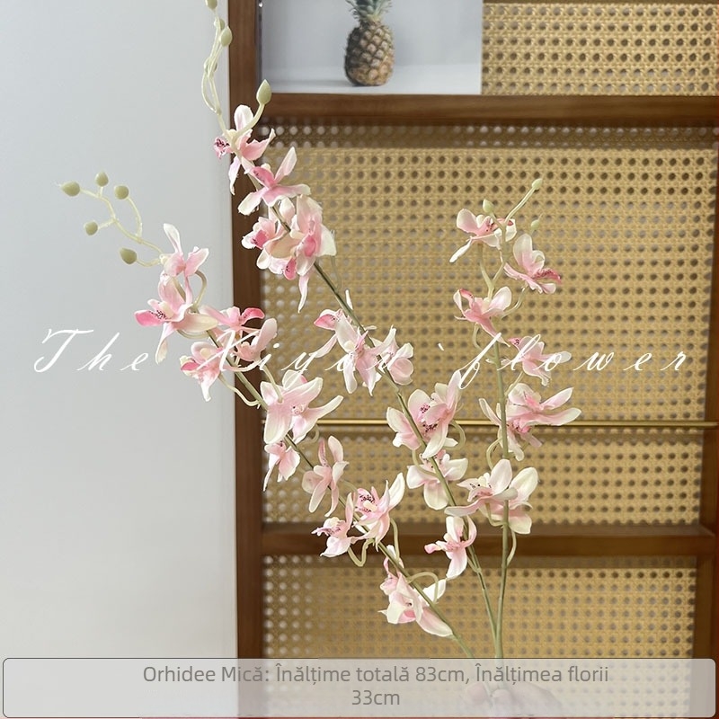 Orhidee cu trei brațe, un singur tulpină – decor de tavan, floare de mătase, pentru nunți, decor de casă și recuzită fotografică