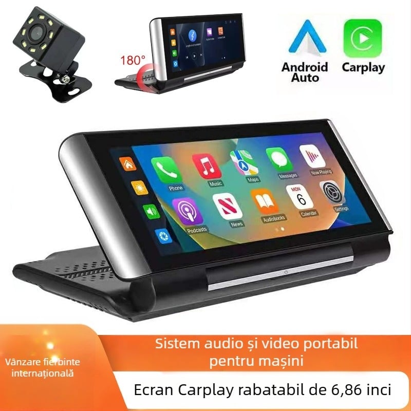 Player MP5 pentru mașină cu ecran HD de 6,86 inci, CarPlay wireless, rezoluție 1280x480, model B5370