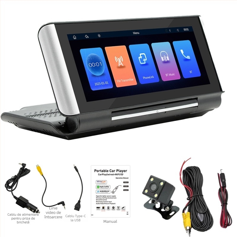 Player MP5 pentru mașină cu ecran HD de 6,86 inci, CarPlay wireless, rezoluție 1280x480, model B5370