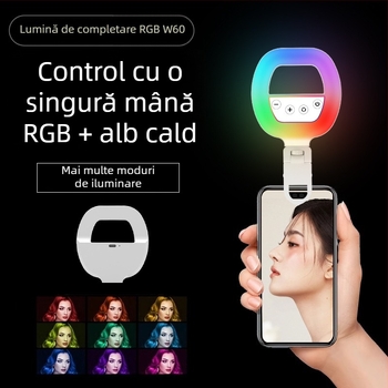 Lumină LED clip-on pentru selfie la telefon – trei temperaturi de culoare, baterie reîncărcabilă 3.7V, putere sub 10W, iluminare portabilă pentru fotografii și videoclipuri live