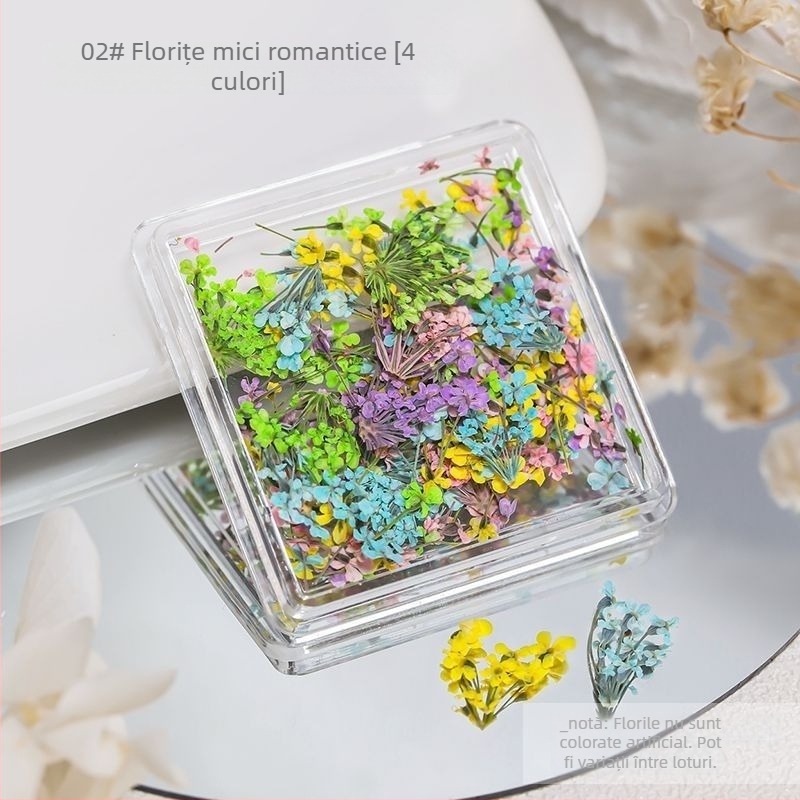 Petale uscate pentru unghii – flori uscate vopsite cu vene, materiale mixte, stil japonez