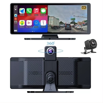 Camera CarPlay pentru mașină cu înregistrare duală 4K față-spate, montaj în consola centrală, unghi de vizualizare 140°, 2160P rezoluție, WiFi