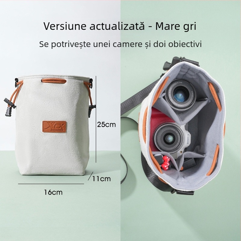 Geantă de depozitare pentru camere Canon R50, Nikon Z30, Fujifilm XT50 și Sony ZV-E10; geantă pe umăr cu căptușeală de catifea, durabilă și pliabilă